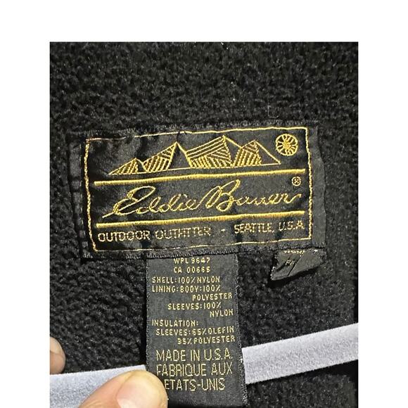 Vintage Eddie Bauer Windfoil Jacket Women’s L Hood Black Fleece Lined USA Zip - Picture 7 of 12